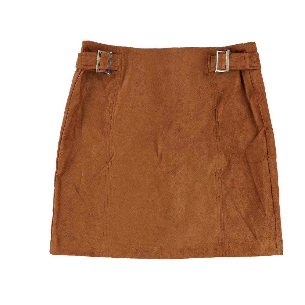 Bar III Faux-Suede Buckle Detail Mini Skirt - Picture 3 of 5